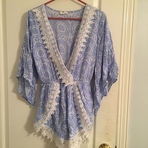 Blue lace romper
